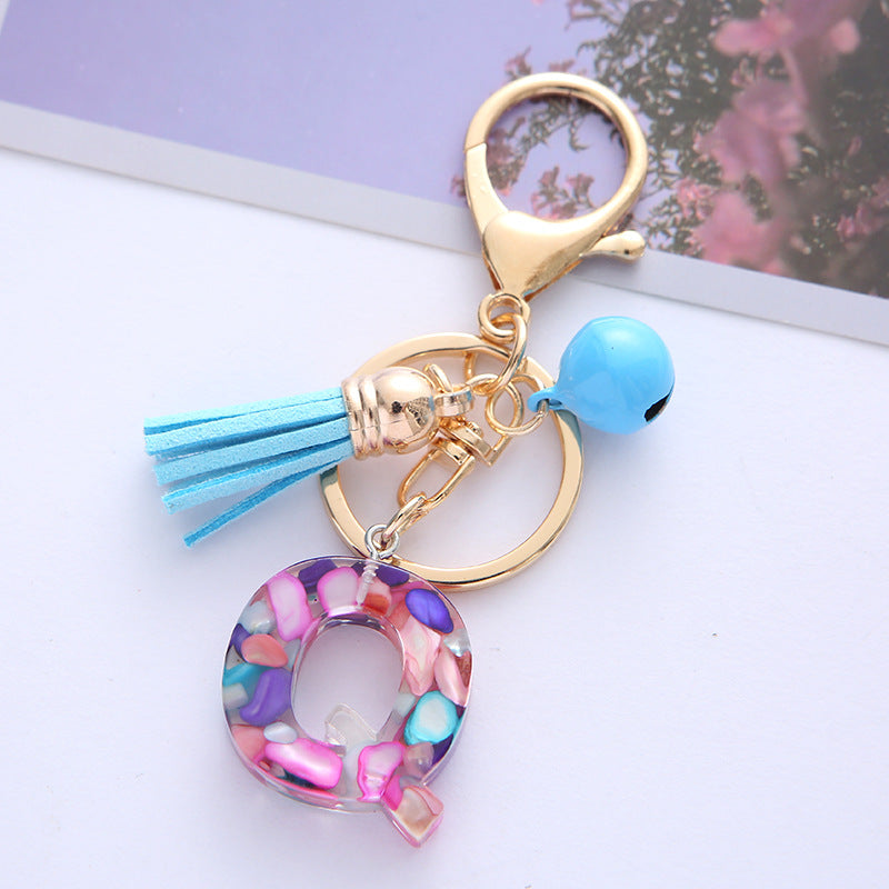 Wholesale English Alphabet Tassel Pendant Resin Drop Glue Keychains